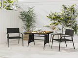 Outdoor Dining Set Black PE rattan, steel, solid acacia wood 3120086