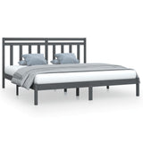 Bed Frame without Mattress Grey 200x200 cm Solid Wood 3105272