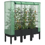 ZNTS Raised Bed with Greenhouse Cover Rattan Look 120x40x140 cm 4015820