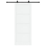 Sliding Door 93 x 232 cm Engineered Wood White and Black 3450010
