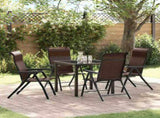 Garden Dining Set 5 pcs Brown Powder-Coated Steel 3379262
