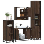 ZNTS 4 Piece Bathroom Furniture Set Brown Oak Engineered Wood 3301224