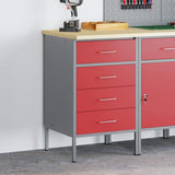 Work Bench with Drawer Red and Grey 50 x 55 x 85 cm 4103461