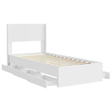 Bed Frame with Storage and Headboard White 75 x 190 cm 3414347