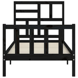 Bed Frame without Mattress Black Small Single Solid Wood Pine 3193040