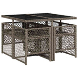 5 Piece Garden Dining Set with Cushions Grey Poly Rattan 3210716