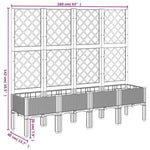 ZNTS Garden Planter with Trellis Blue Grey 160x40x142 cm PP 367931