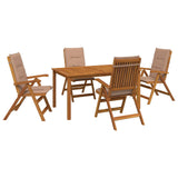 5-Piece Garden Dining Set Natural Solid Acacia Wood 3434569