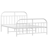 Metal Bed Frame without Mattress with Footboard White 150x200cm 353704