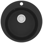 ZNTS Granite Kitchen Sink Single Basin Round Black 142956