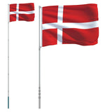 Denmark Flag and Pole 5.55 m Aluminium 3147119