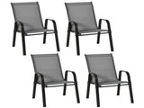 Set of Four Stackable Mesh Seat Chairs - Dark Grey T3398P325348