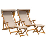 Deck Chair 4 pcs 3 Position Solid Eucalyptus Wood Beige 3407803