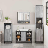 ZNTS 2 Piece Bathroom Furniture Set Grey Sonoma Engineered Wood 3300943