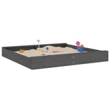 Sandbox with Seats Grey Square Solid Wood Pine 825039