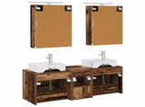 Bathroom Furniture Set 5 pcs Old Wood Engineered Wood and Glass 3406805