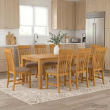 Dining Set 9 pcs Grey Solid Oak Wood 3430410