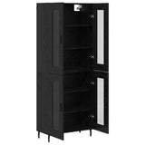 Highboard 2 pcs Black Oak Engineered Wood and Glass 3403182