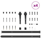 Sliding Door Hardware Kit 305 cm Steel Black 3295745