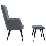 Relaxing chair with Footstool Dark Grey Velvet 42022448