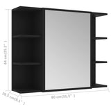 ZNTS Bathroom Mirror Cabinet Black 80x20.5x64 cm Engineered Wood 802607