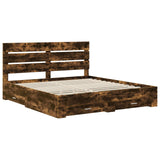 Bed Frame with Drawer Smoked Oak 180 x 200 cm Engineered Wood 3411947