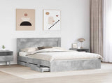 Bed Frame with Drawer Concrete Grey 140 x 190 cm Engineer Wood 3410174