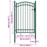 Fence Gate EMMEN with Arched Top Steel 100x106 cm Green 146365