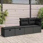 ZNTS 2 Piece Garden Sofa Set with Cushions Black Poly Rattan Acacia 3328668