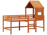 Loft Bed Frame Wax Brown 90 x 190 cm Solid Pine Wood 3422776