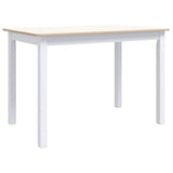 247363 Dining Table White and Brown 114x71x75 cm Solid Rubber Wood