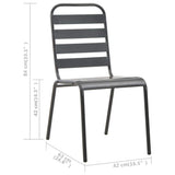 5 Piece Garden Dining Set Steel Dark Grey 3074475