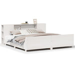 ZNTS Bed Frame without Mattress White 200x200 cm Solid Wood Pine 3323639