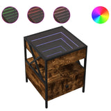 Bedside Table with Infinity LED Smoked Oak 40x40x51 cm 3284103