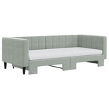 Daybed with Trundle and Mattresses Light Grey 90x190 cm Velvet 3196783