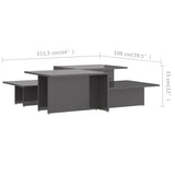 Coffee Tables 2 pcs High Gloss Grey 111.5x50x33 cm Engineered Wood 805578