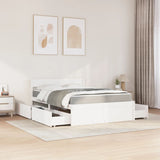 Bed with Drawers and Mattress White 140x190 cm Solid Wood Pine 3281911