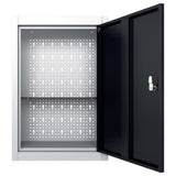 Wall Mounted Tool Cabinet Industrial Style Metal Grey and Black 145354