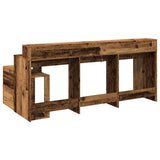 Desk with LED Lights Old Wood 200x104x91 cm Engineered Wood 3309472
