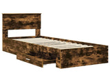 Bed Frame Smoked Oak and Silver 75 x 190 cm Engineered Wood 3410962