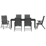 Garden Dining Set 7 pcs Grey Powder-Coated Steel 3379280