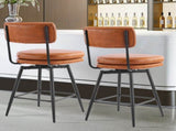2 Pcs Brown PU Swivel Bar Stools with Removable Backrest & Double-Layer Seat, Metal Legs 89012247