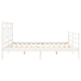 Bed Frame without Mattress White 200x200 cm Solid Wood 3194982