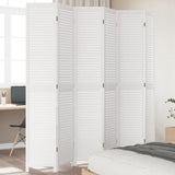 ZNTS Room Divider 6 Panels White Solid Wood Paulownia 358844