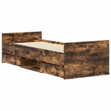 Bed Frame without Mattress Smoked Oak 75x190 cm Small Single 3203821