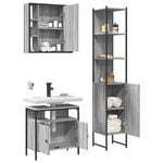 ZNTS 3 Piece Bathroom Cabinet Set Grey Sonoma Engineered Wood 3214738