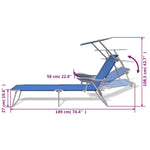 Sun Lounger with Canopy Steel Blue 42931