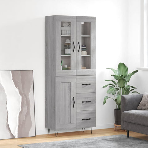 Highboard Grey Sonoma 69.5x34x180 cm Engineered Wood 3198695