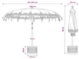 Balinese Parasol with Base 260 220 x 220 x 295 cm Red and Brown 3433025