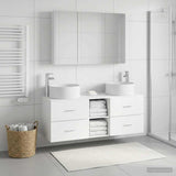 Bathroom Furniture Set 4 pcs White Engineered Wood and Glass 3407103